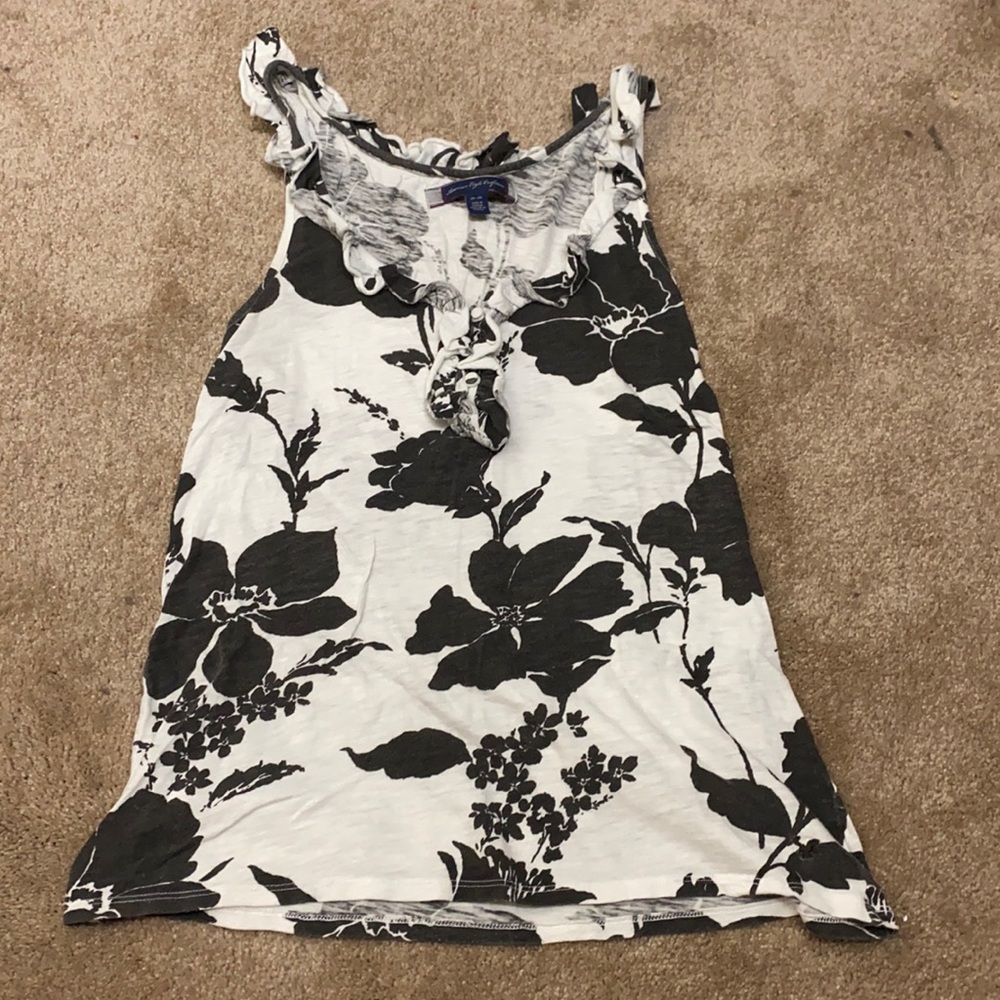 White and Black Flower Tank Top